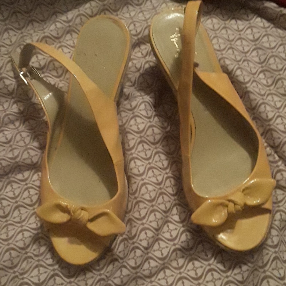 Franco Sarto yellow wedge sandals